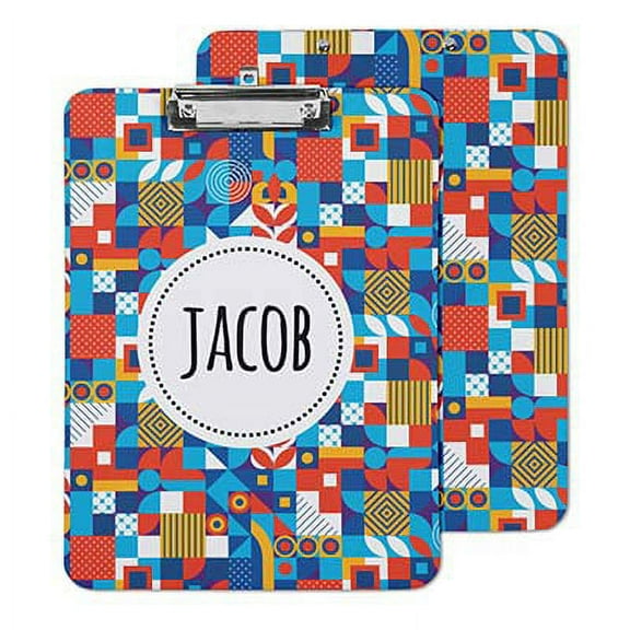 Printtoo Dry Erase Personalized Decorative Clipboard for Office School Hardboard Letter Size Printed Paperboard With Free Marker & Eraser,Geometric-9x12.5 Inches