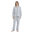 thumbnail image 3 of GLOBAL Womens Cotton Pajama Sets Long Sleeve Button Down Sleepwear Comfy Loungewear Soft Pjs Set Blue White Bloom XXL, 3 of 6