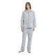thumbnail image 3 of GLOBAL Conjuntos de Pijamas de Algodón para Mujer, Ropa de Dormir de Manga Larga con Botones, Ropa de Dormir Cómoda, Conjunto de Pijama Suave, Flor Blanca Azul L, 3 of 6
