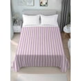 thumbnail image 4 of Twin Flat Sheet 66"x96", Purple Striped Soft Lightweight Bedding Flat Sheets Only, Modern Simple Farmhouse Beige Vintage Brushed Microfiber Top Bed Sheet, Breathable StainResistant Bedsheets, 4 of 9