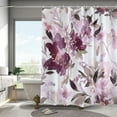 thumbnail image 3 of Floral Shower Curtain,Red Lush Flower Bathroom Shower Curtains,Watercolor Purplish Red Shower Curtain Sets,Modern Pretty Waterproof Fabric Bath Curtain with 12 Hooks 72x72in, 3 of 6