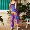 thumbnail image 4 of BOMYJESK Women Halloween Jumpsuits Pumpkin Print One Piece Sleeveless Rompers Pants Funny Loose Spaghetti Strap Rompers Purple M, 4 of 7