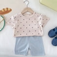 thumbnail image 4 of MEZZALL Girls Outfits Set Summer Casual Toddler Kids Clothes Heart Print T Shirt Striped Shorts Air Conditioning Outfits For Daily Wear For 1-8 Years Old Fashionable Clothing, 4 of 5