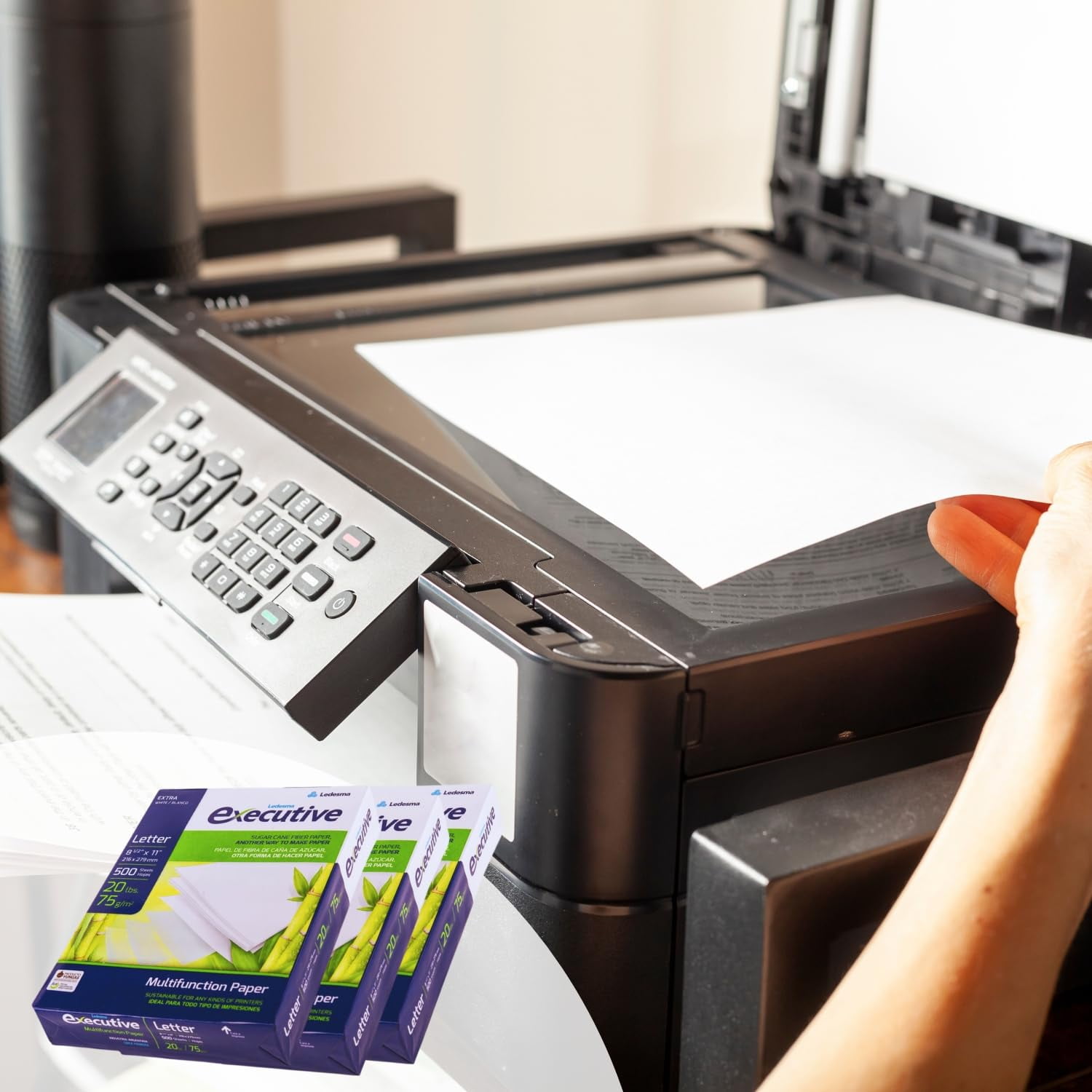Executive Multipurpose Copy Printer Paper - Size 8.5” x 11”, 20lb - Sugarcane Fiber, 92 Bright White Paper, Ideal for All Office & Photocopy Printers & Designs (3 Reams - 1500 Sheets)