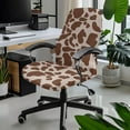 thumbnail image 2 of FKELYI Office Chair Cover Anti-Dust Rotating Chair Slipcover Brown Cow Print Computer Chair Protector for Armchair Stretchable Fabric Home Office Decoration, Small, 2 of 6