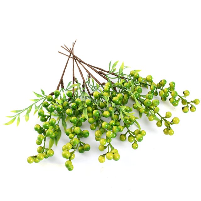 Espuma Huianer Green con bayas artificiales, 6 unidades, 34 cm