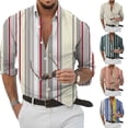 thumbnail image 5 of CENL Men Casual Striped Collared Dress Shirt Long Sleeve Blouse Button Down Tops Tees, 5 of 9