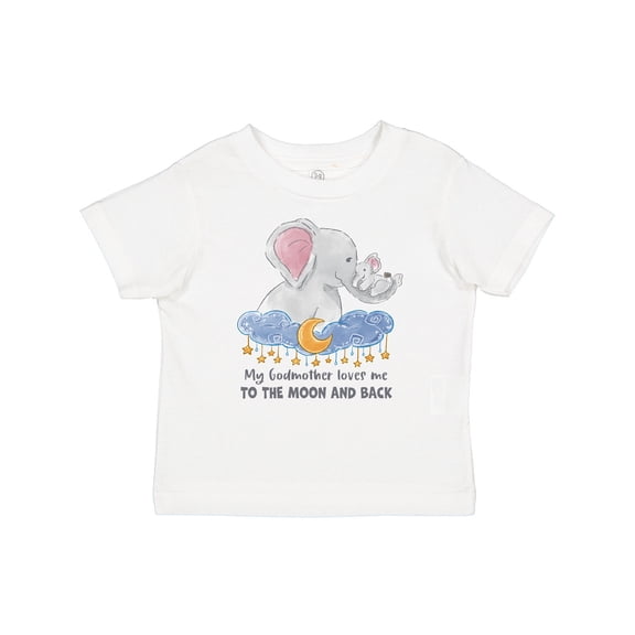 Inktastic My Godmother Loves Me to the Moon and Back Elephant Family Boys or Girls Baby T-Shirt