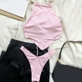 thumbnail image 5 of MIXUE Swim Suits for Women Solid Color And Chest Covering Bikini Sets for Women Split Swimwears Holiday Wear,Pink,L, 5 of 5