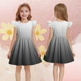 thumbnail image 4 of Generic Girl's Gradient Color Dress Ruffle Flutter Sleeve Summer Sundress Casual Pleated Knee Length Dresses for 3-14 Years, 4 of 6