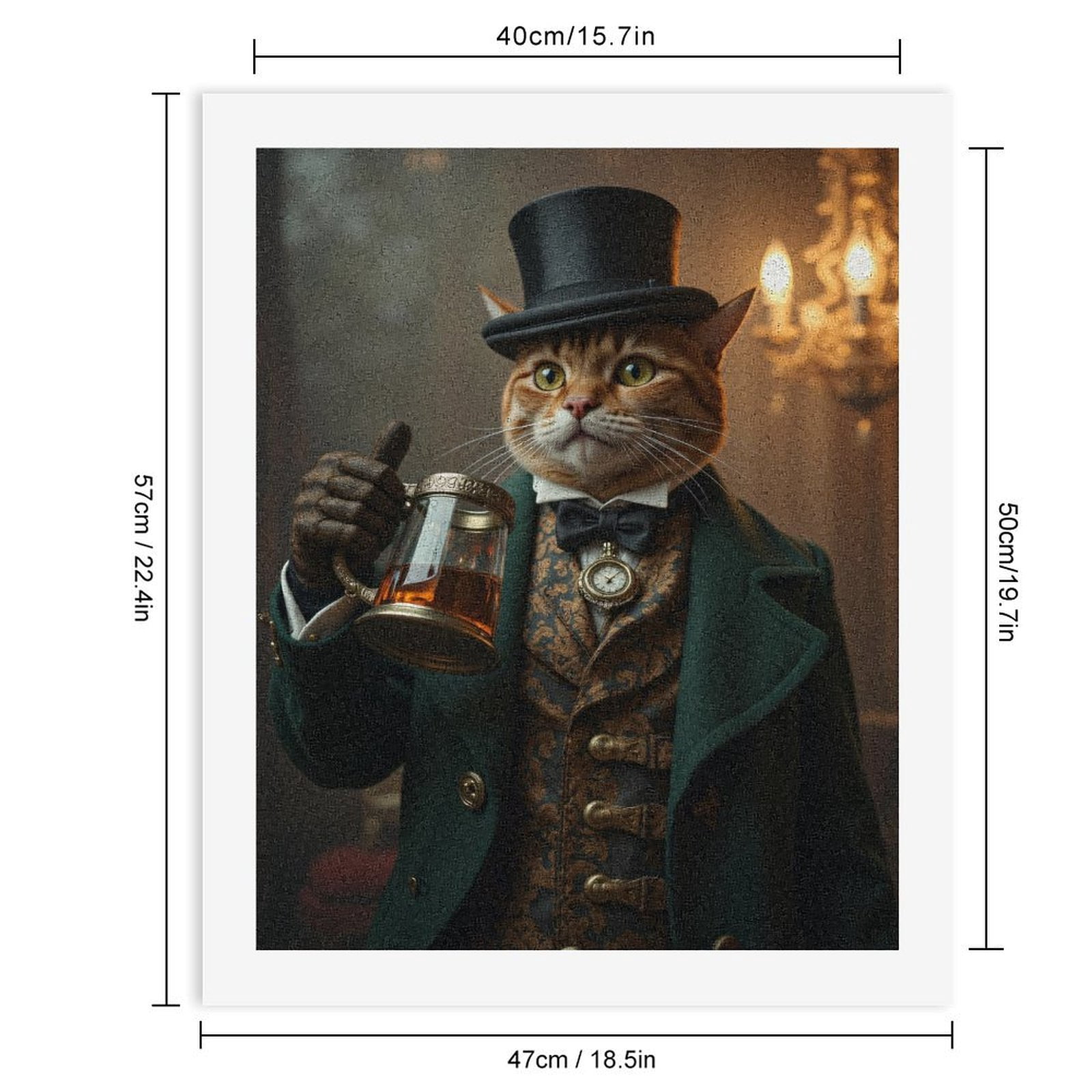 Paint by Numbers Kit for Adults, Steampunk Feline Gentleman Paint by Numbers, Easy Paint by Numbers Kit for Adults Beginner, DIY Adult Paint by Number Kits on Canvas, 12x16in Home Decor