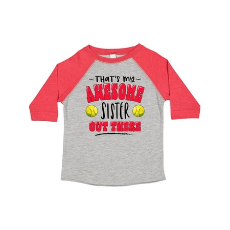 

Inktastic That s My Awesome Sister out There with Softballs Gift Toddler Boy or Toddler Girl T-Shirt