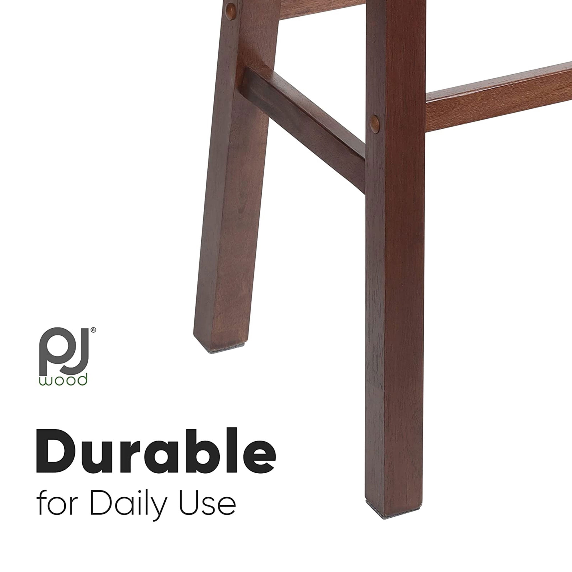 PJ Wood Classic Saddle-Seat 24" Kitchen Counter Stools, Walnut (Set of 4)