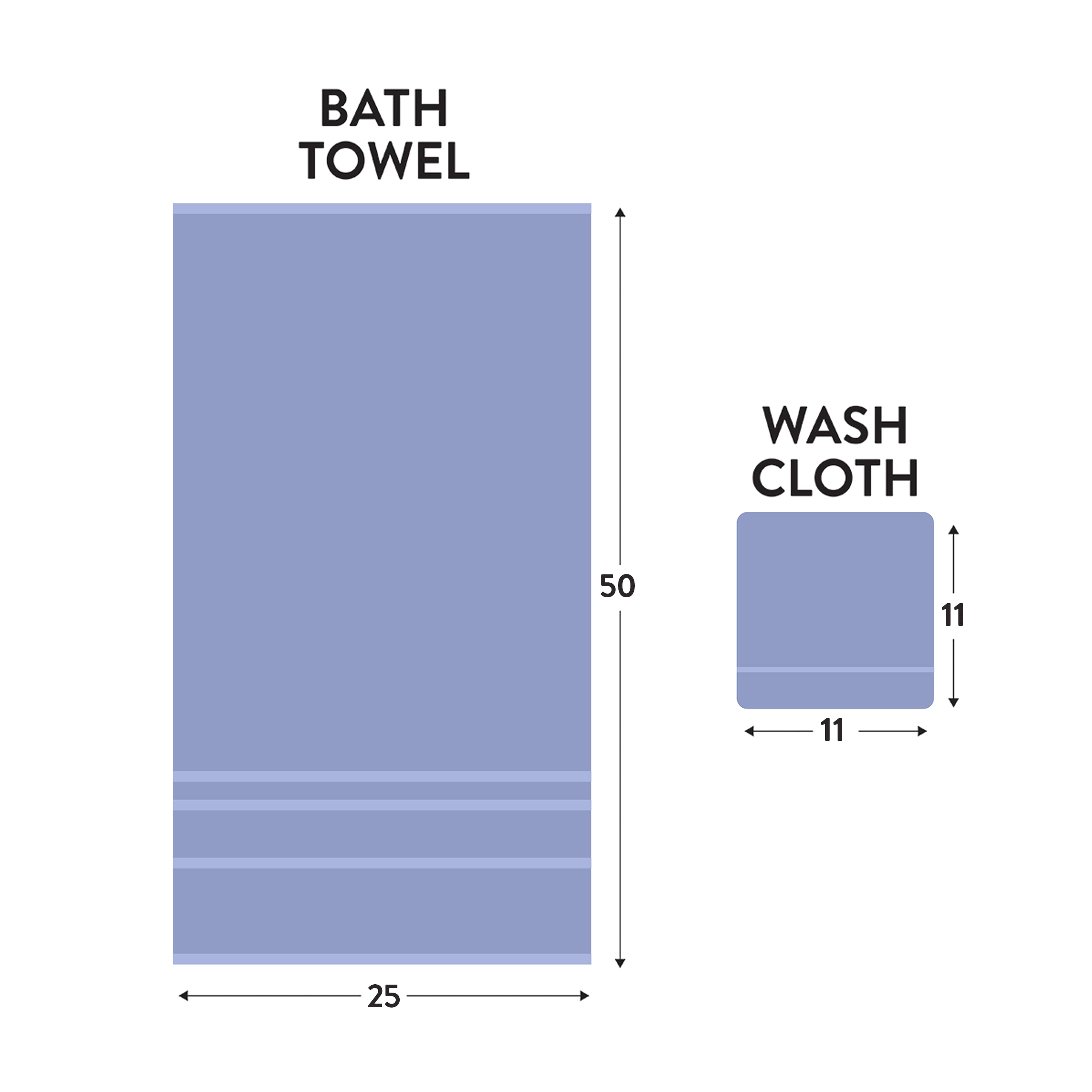 True Hue 24 Piece Cotton-Recycled Polyester Bleach Safe Bath Towel Set, Blue