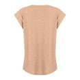 thumbnail image 5 of Femmes Tops Mode Femmes Solide Couleur Cap Manches V Cou Décontracté en Vrac Manches Courtes T-Shirt Top Armée Vert L, 5 of 5