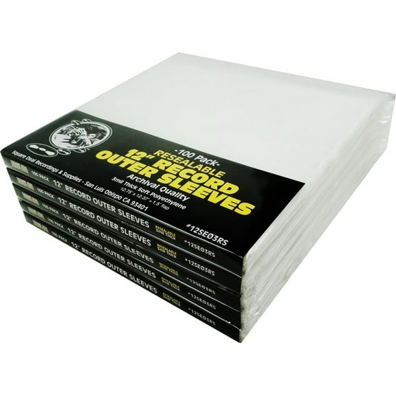 (500) 12" LP Vinyl Record Outer Sleeves - RESEALABLE - 3 mil Archival Quality Soft Polyethylene - #12SE03RS