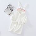 thumbnail image 2 of Gibobby Toddler Boys Girls Kids Hooded Bathrobe,Soft Flannel Loungewear Robe with Adjustable Tie,Cartoon Print,for Toddlers to Kids 2-12 Years Toddler Pajamas,White,Size 3-4T, 2 of 5