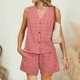 thumbnail image 4 of Women’s Summer Casual 2 Piece Short Sets 2026 Button Suit Vest Tops Shorts Dressy Business Work Outfits 2 Piece Sets For Women, 4 of 9