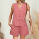 thumbnail image 3 of MKLEKYY Conjunto De Camiseta Y Pantalones Cortos Con Estampado De Cuadros Para Mujer, 3 of 4