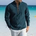 thumbnail image 2 of Afdoent Men's Casual Shirts Male Long Sleeve Casual Daily Wear Tunic Top With Drawstring Solid Color Soft Stretch Fabric Vacation Summer Beach Shirts, 2 of 8