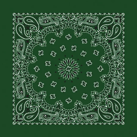 Hav-A-Hank Paisley Bandana - Hunter Green, 22" W x 22" L