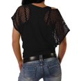 thumbnail image 3 of Stretch Tops For Women T Shirts Neon Fishnet Mesh Off Shoulder Casual Fashion Lightweight Holiday Tunic Basic Top Classic Relaxed-Fit Yoga Office Dailywear, 3 of 7