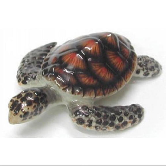 Northern Rose Green Sea Turtle - Handcrafted Home Decor Reptile Decorative Miniature - Miniature Porcelain Figurine