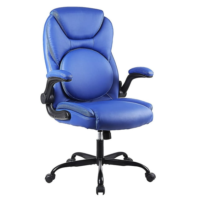 Office Chair, Adjustable Swivel Chair with PU Leather, High-Back Lumbar Support, Flip-Up Armrests for Home, Office - GD-9350