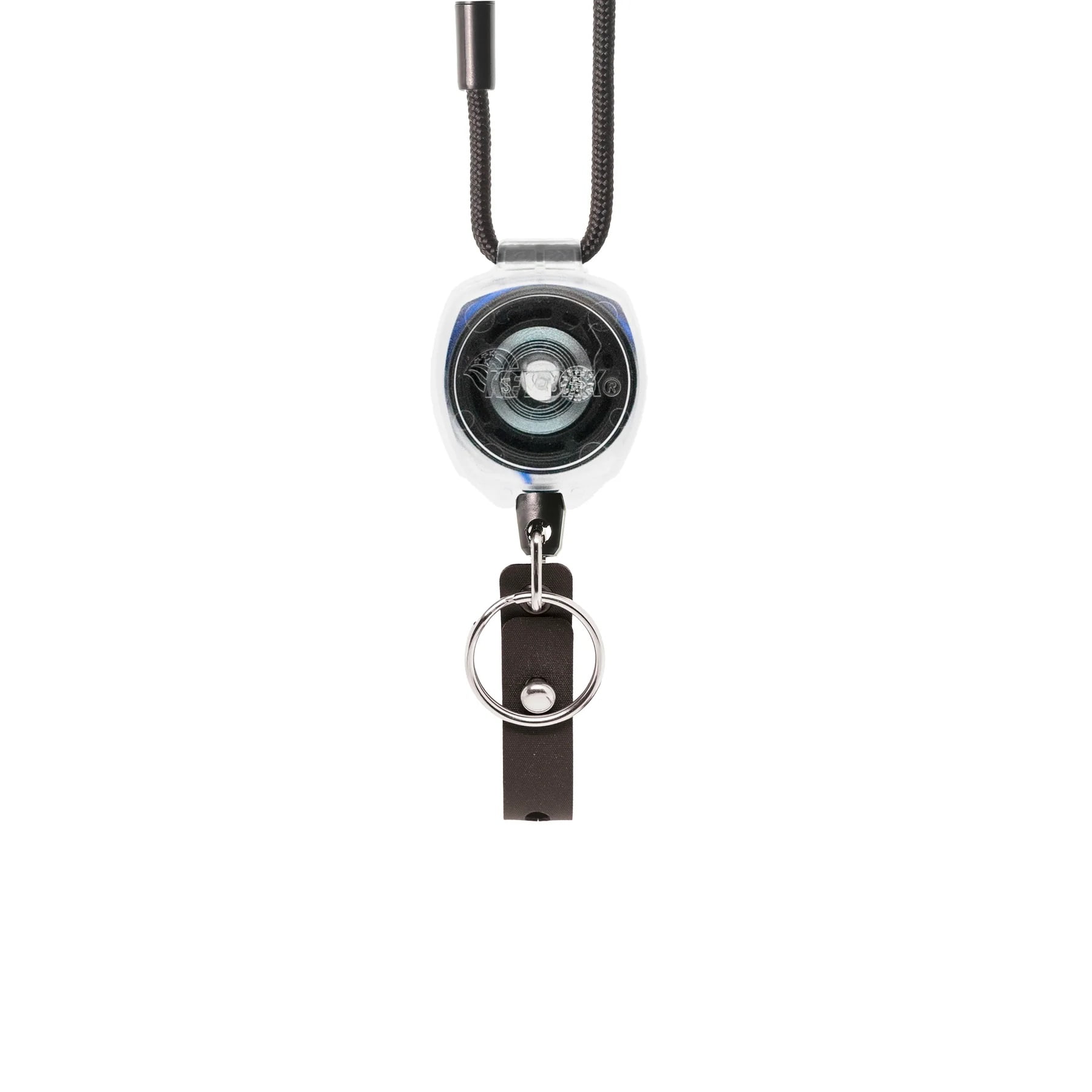 KEY-BAK Super Duty Lanyard Badge & ID Holder with Clear Sidekick Retractable Keychain- Blue