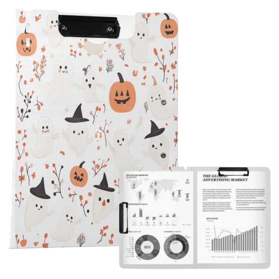 FORMRS A4 Clipboard Folder with Pen Holder Horizontal Foldable School Office Binder, Ghost Design