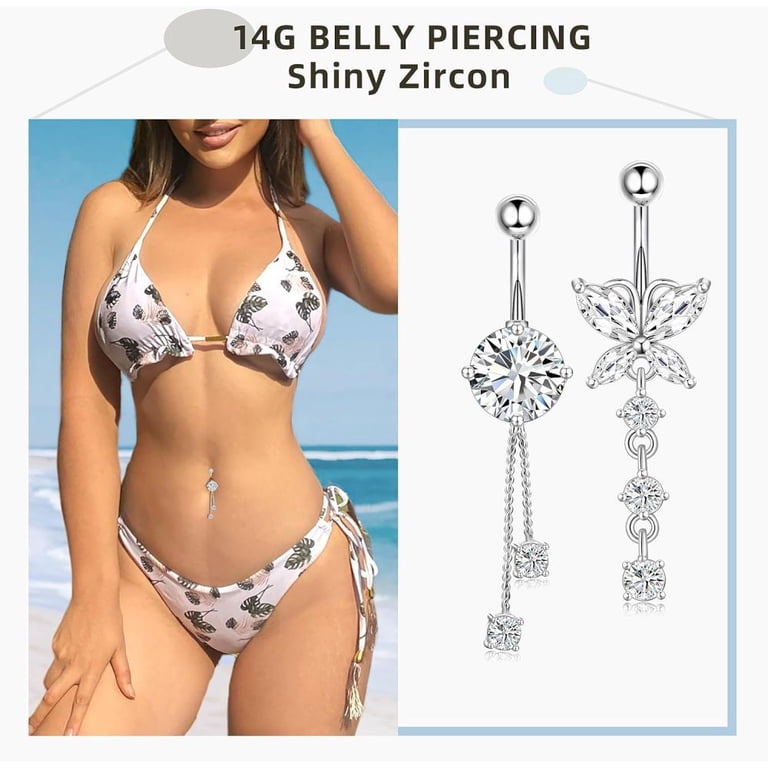 Briana Williams Surgical Steel Dangle Belly Button Rings for Women