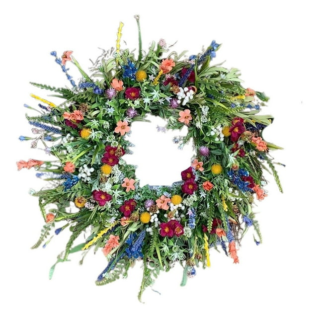 Spring Floral Wreath for Door for Home Garden Wedding Party Indoor Exterior Use Easter Pattern with Polyester Construction