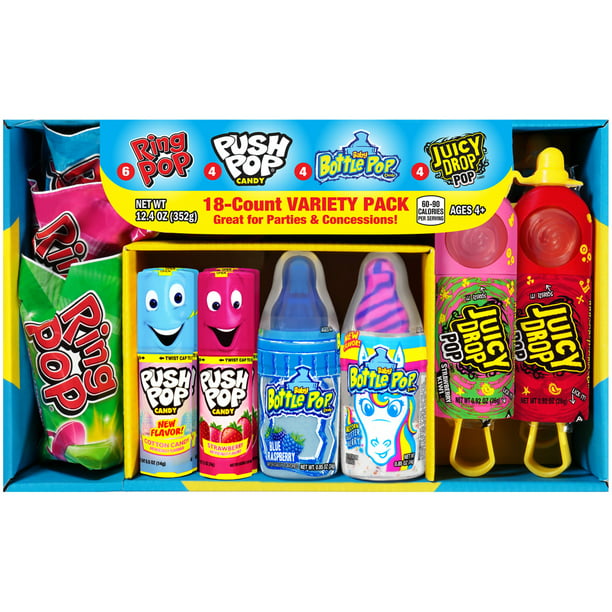 Bazooka Candy Brands Variety Candy Box - 18 Count Lollipops w/ Assorted ...