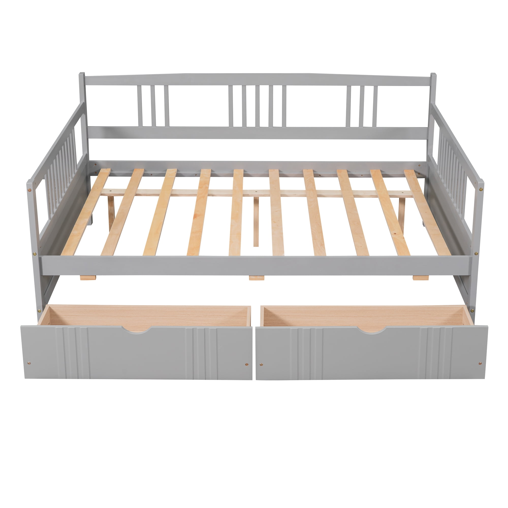 Aukfa Wooden Full Daybed with Storage Drawers, Gray