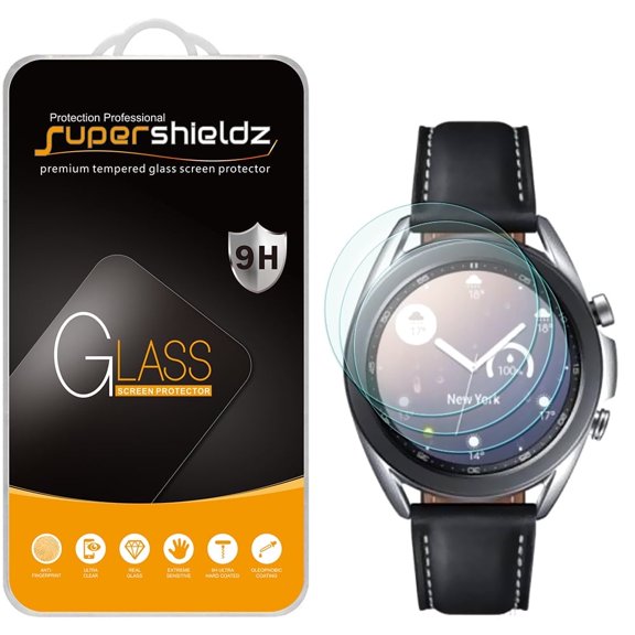 [2-Pack] Supershieldz for Samsung Galaxy Watch 3 (41mm) Tempered Glass Screen Protector, Anti-Scratch, Anti-Fingerprint, Bubble Free