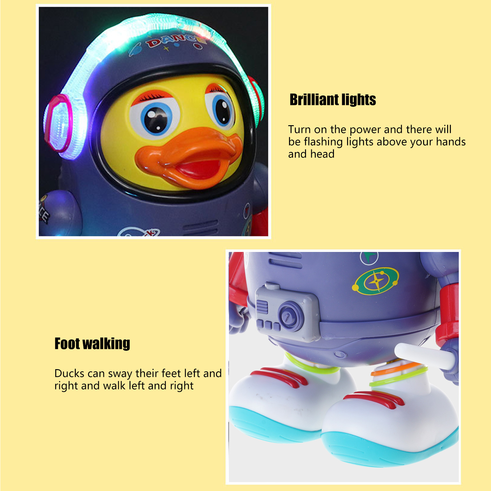 Smart Dancing Robot Duckling Toy Auto Direction Change Obstacle Avoidance Colorful LED Lights For Children