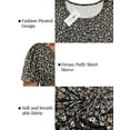 thumbnail image 4 of Plus Size Tops for Women Casual Short Puff Sleeve T Shirts Going Out Crew Neck Tees Trendy Oversized Pleated Blouses XL Floral, 4 of 6