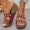 Red, variant on Womens Pearl Studded Thick Soled Wedge Sandals, Wide Foot Sandals for Women Dressy, Open Toe Slip On Platform Slides for Summer Beach Vacation Plus Size