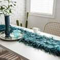 thumbnail image 4 of ERDOUY Luxury Faux Fur Table Runner Modern Ultra Soft Long Plush Shaggy Table Runners for Home Kitchen Party Wedding (Peacock Blue, 12"x87"), 4 of 4
