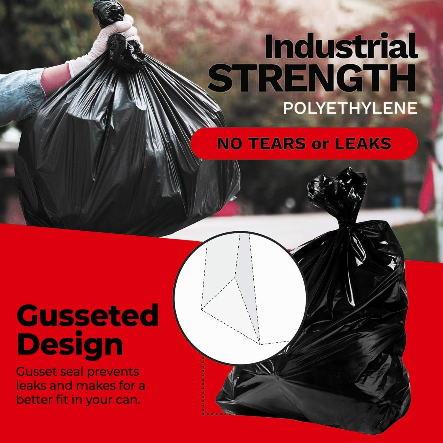 55-60 Gallon Heavy Duty Trash Bags - 150 Count, Large Black Garbage Bags