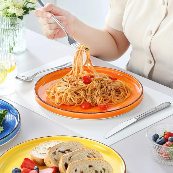 Bonita 10.5 Inch Dinner Plates, Ceramic Dinner Plate Set, Dinner Plates Set of 6, Large Dinnerware Plates for Kitchen, Microwave, Oven and Dishwasher Safe, Multicolor