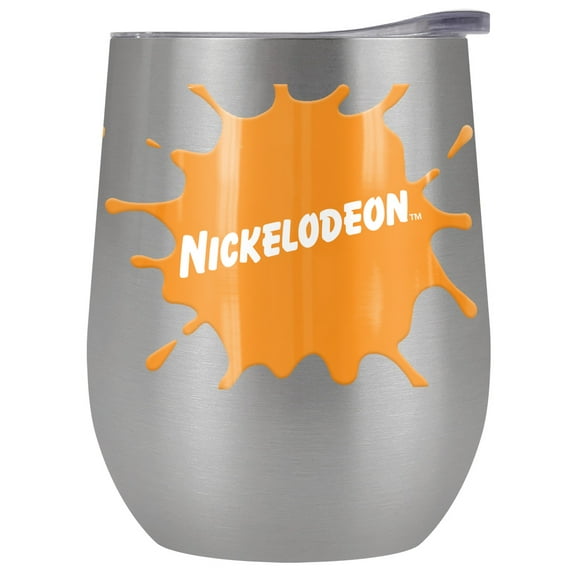 Nickelodeon Brand Official Nick Green Slime 12 oz Stemless Tumbler, Stainless Steel Travel Cup|Lake Tumbler|Insulated with Leak Resistant Slide-Lock Lid