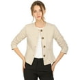 thumbnail image 1 of Chaqueta De Mujer Con Botones Cortos Y Ligeros Vintage De Otoño Con Bolsillos Beige L, 1 of 6