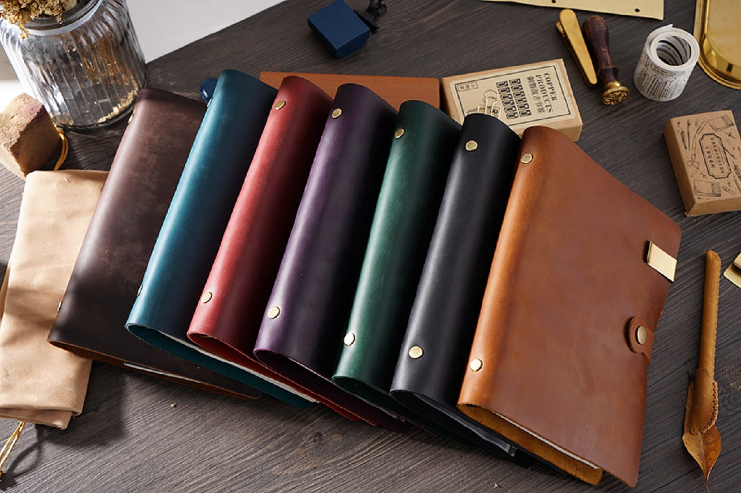 KISSKI·H Olvido Leather Journal for Women, A6 Binder Refillable Travelers Diary Notebook, Planner Binder A6 Cover with 80 sheet Pages, Leather Daily Notepad, Personal/Business Gift, Red