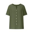 thumbnail image 4 of Htigea Womens Cardigan Tops Cotton Linen Short Sleeve Casual Button Down Lightweight Cardigans Army Green,M, 4 of 7
