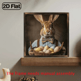 thumbnail image 2 of 1pc 2D Flat Easter Bunny with Basket of Colorful Eggs Wooden Framed Sign, Vintage Style, Wall Hanging, Multipurpose for Bedroom and Living Room, 8x8 inch, 2 of 9