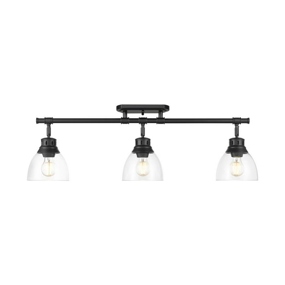 Duncan 3-Light Semi-Flush - Track Light in Matte Black with Clear Glass