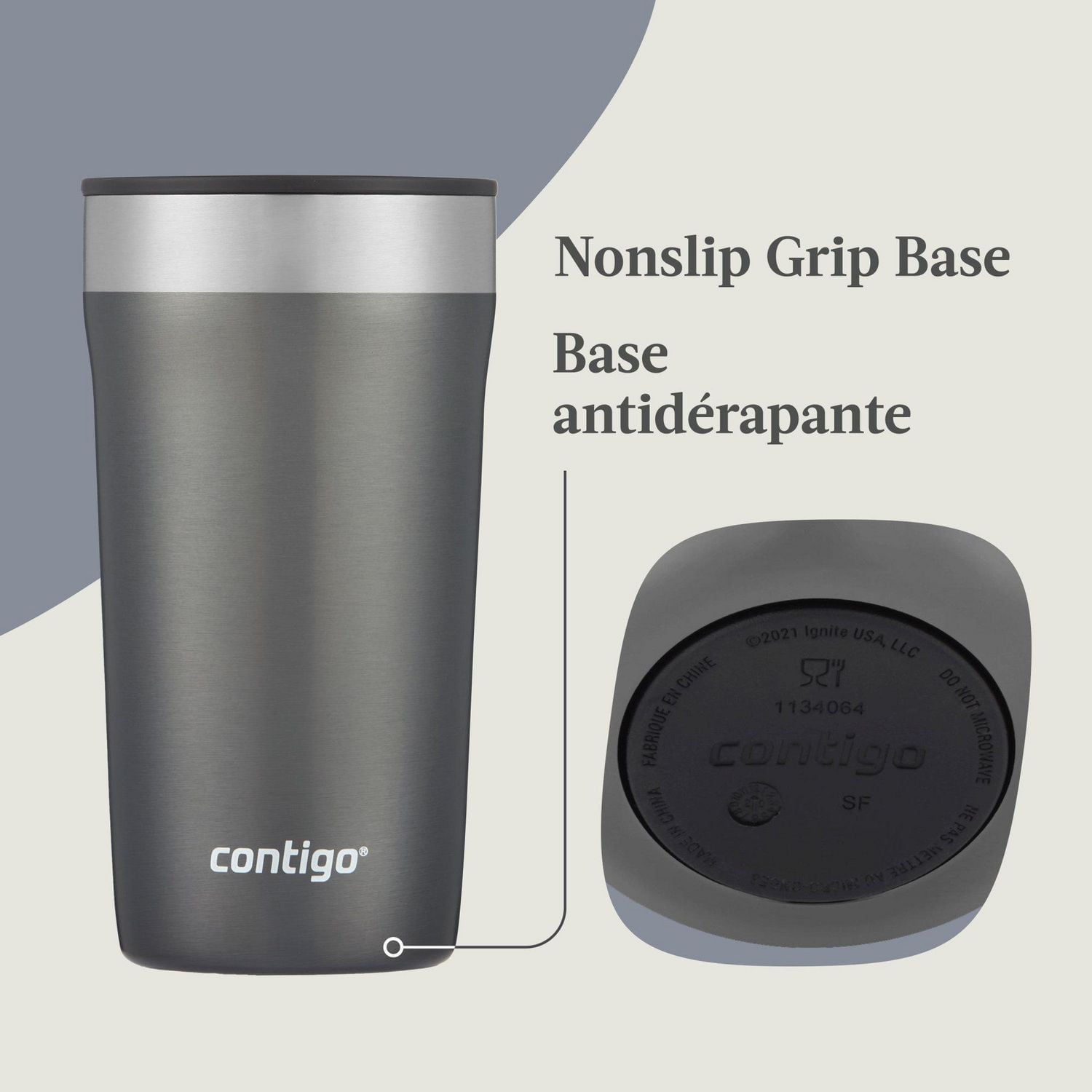 Contigo Streeterville Stainless Steel Mug with Splash-Proof Lid, 14 oz (414 ml), Vacuum-Insulated Tumbler with Handle for Coffee & Tea, Sake