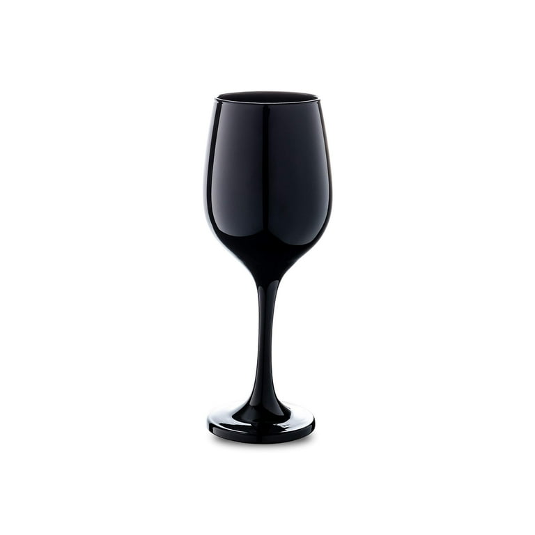 Madison dcor Glossy Black Colored Red Wine Glasses | Beautiful Unique Glasses Thick and Durable Dishwasher Safe 14 Ounce Cup Set of 12 Stunning Wine