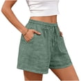 thumbnail image 5 of Nuoqisi Women's Solid Casual Shorts with Eyelet Elastic Waist and Dual Pockets - Bestseller Summer Shorts for Relaxed Style and Easy Wear, 5 of 6